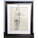 H.A. RILEY (Early XX Century) Nude Female Study, pencil drawing, signed lower right, 36 x 26cm.