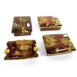 A Pair of Carlton Ware Pottery Rouge Royale Cigarette Boxes and Covers, each decorated in enamels