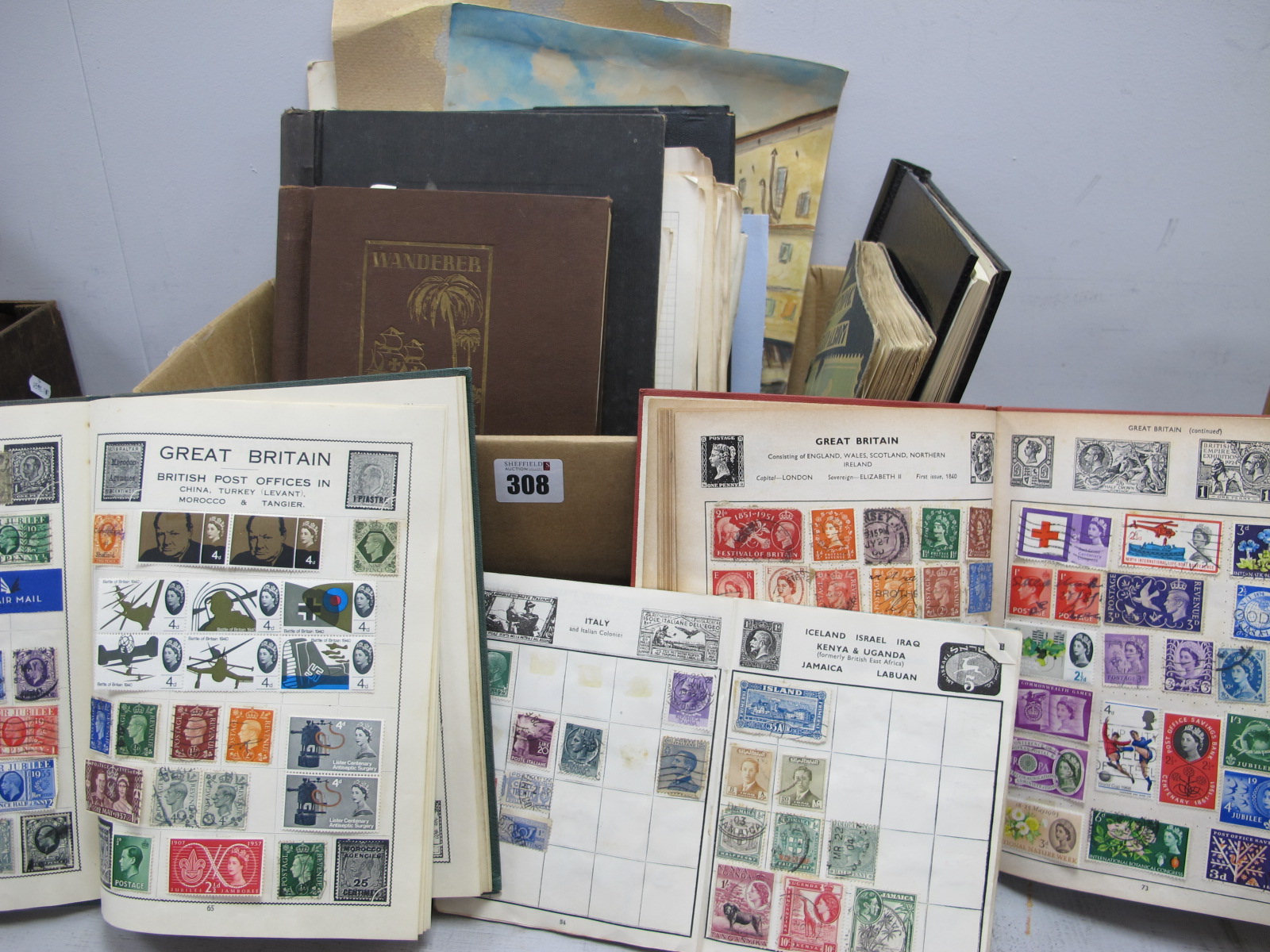 A Mixed Lot Including Seven Junior Albums of Stamps, mainly used. A Columbia recording of The Mikado