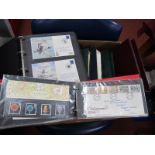 A Large Box of Stamp/Cover Albums, housing G.B FDC's, World collection of used stamps, a few G.B