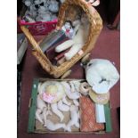 Doll Limbs and Parts, two XIX Century style dolls, books, wicker pram.