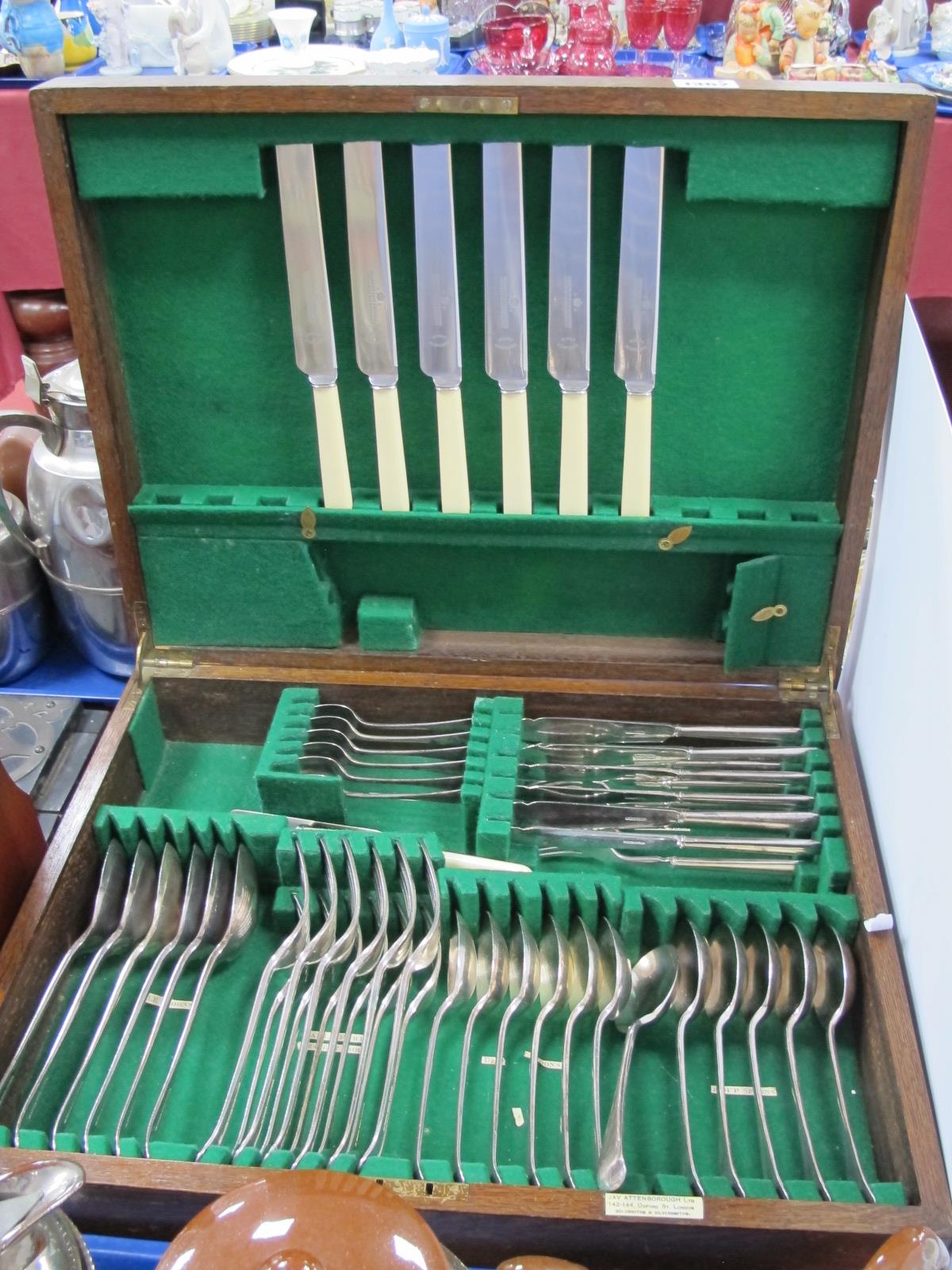 Harrison Bros & Howson Plated Cutlery, of sixty pieces, in oak fitted canteen.