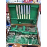 Harrison Bros & Howson Plated Cutlery, of sixty pieces, in oak fitted canteen.