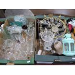 Chandelier, Ceiling basket, with glass drops, wine glasses, etc:- Two Boxes.