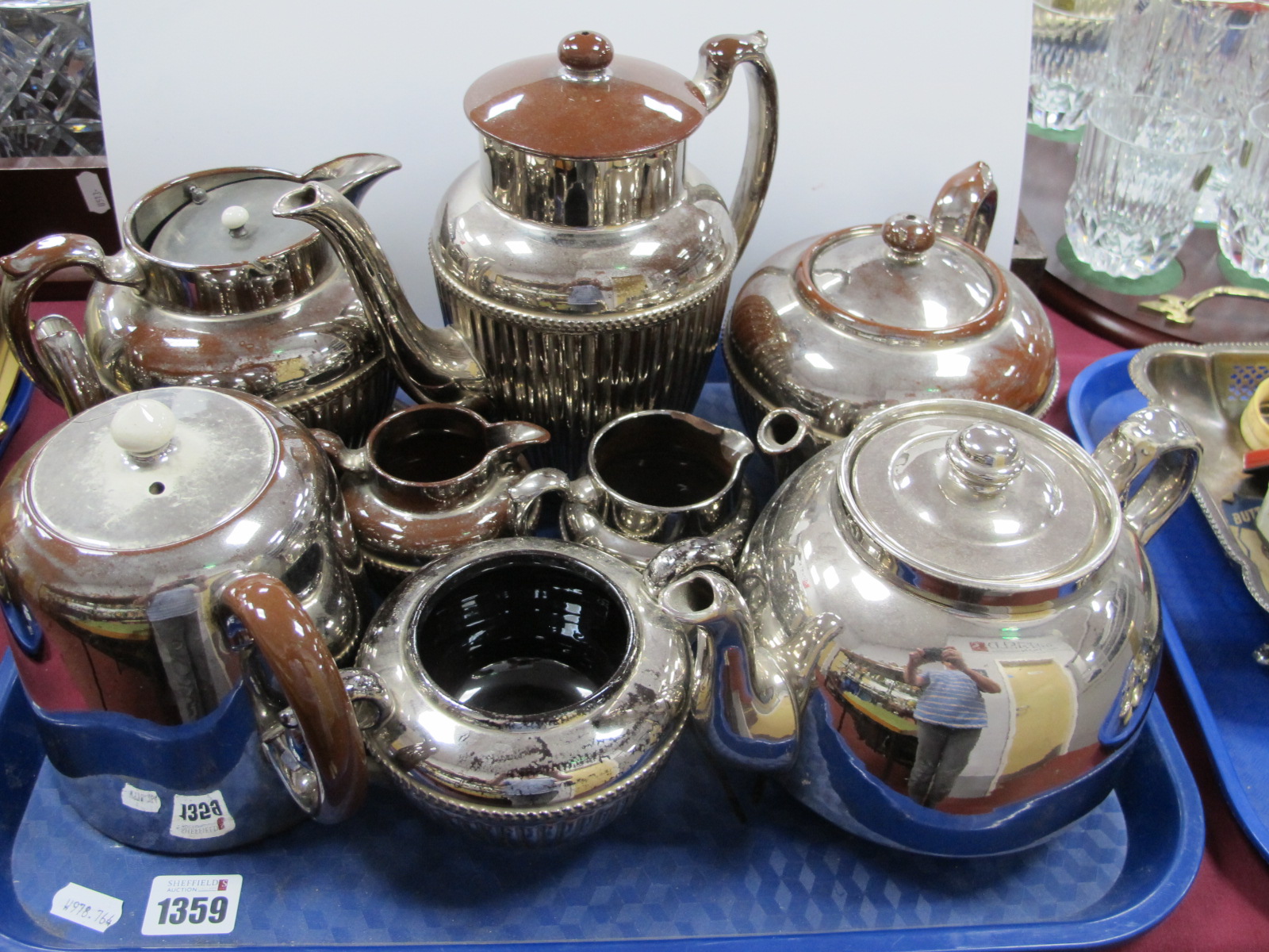 Albany & Harvey plus other silver lustre tea ware:- One Tray.