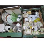 Chamber Sticks, tea ware, sugar castors, plates, etc:- Two Boxes.