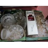 Bowls, Tudor and other drinking glasses, oil bottle, etc:- Two Boxes.