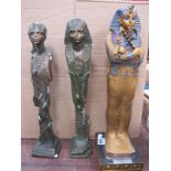 Luxor Tutankhamun Figure, 40cm high, two smaller in plaster. (3)