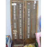 A Circa 1920's/30's Clocking In Rack, oak case with metal pockets, 90 x 36cm.