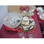 Continental Hors 'D'oeuvres and Posy, Shelley and other ceramics, glass punch bowl, etc:- One Tray