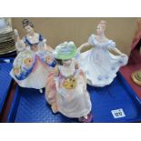 Royal Doulton Figurines - 'Kathy' HN3305, 'Kathleen' HN2933, 'Christine' HN2792. (3)