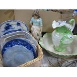 Blue & White Pottery Plates, including Doulton, Asiatic Pheasant, Verbena, glass plate, etc in