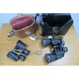 Taylor-Hobson 1943 Military Marked Binoculars, cased, together with a pair of Miranda 10 x 50