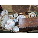 Mascot Sucrier, Minton and other ceramics, wooden ware, copper plaques, etc:- One Box.