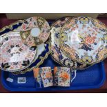 XIX Century Derby Coffee Cans, Royal Crown Derby plate, Royal Crown Derby dish, with a blue and gilt