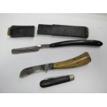 Turner & Co Sheffield, Brass Flat Bottomed Pruning Knife, K.M Slater, Sheffield pen knife. Joseph