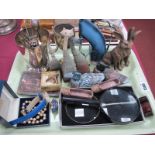 Magnifying Glasses, model animals, watch, necklace, mineral slippers, etc:- One Tray