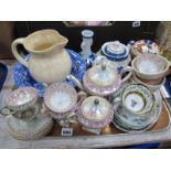 Early XX Century Rose Decorated China Tea Service, of eleven pieces, Booth's teapot, Ridgway 'Old