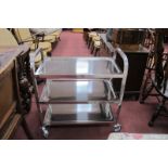 An as New Three Tier Aluminium Catering/Medical Trolley with two locking wheels, 74.5cm wide.