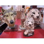 Shudehill Resin Figure Groups, of Cheetah and Wolfs Head, both stamped; together with similar. (4)