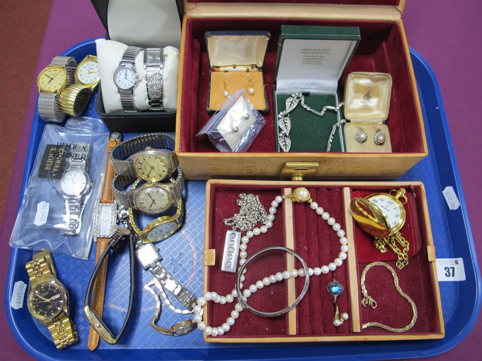 A Mixed Lot of Assorted Costume Jewellery, including single strand pearl bead necklace, a hallmarked