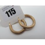 A Pair of Modern Hoop Earrings, stamped "375" (3.1grams).