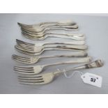 A Matched St of Four Hallmarked Silver Forks, (various makers and dates) (225grams); together with
