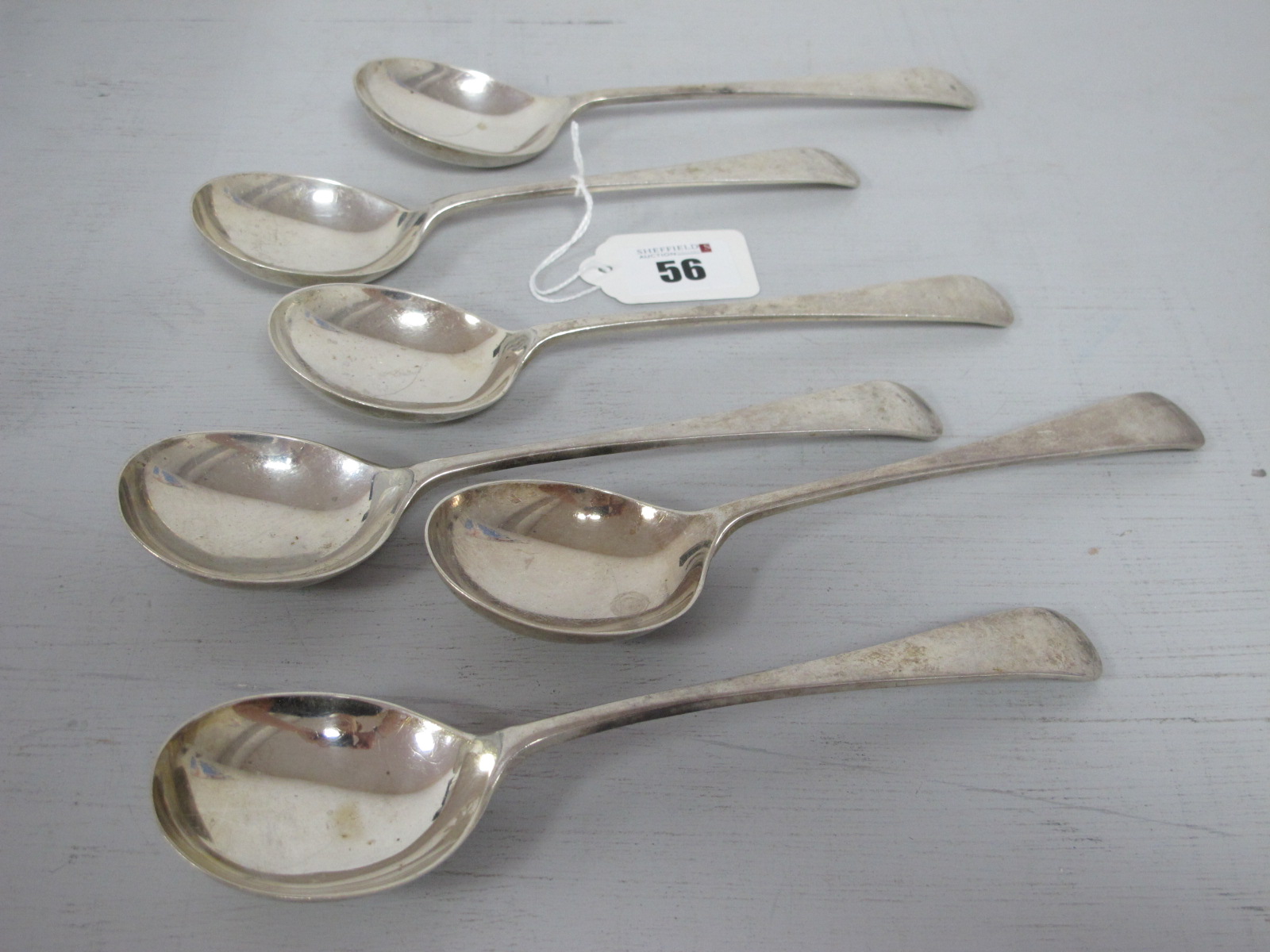 A Matched Set of Six Hallmarked Silver Old English Pattern Soup Spoons, (various makers and