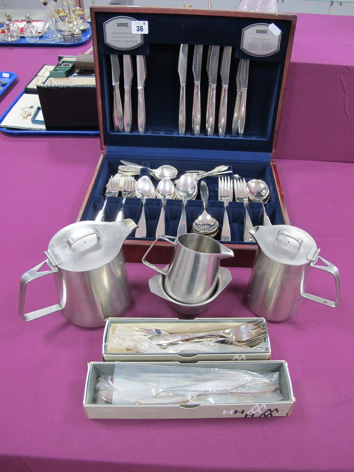 Old Hall Tea Ware, Walker & Hall Modernist style cutlery, in associated canteen, etc.