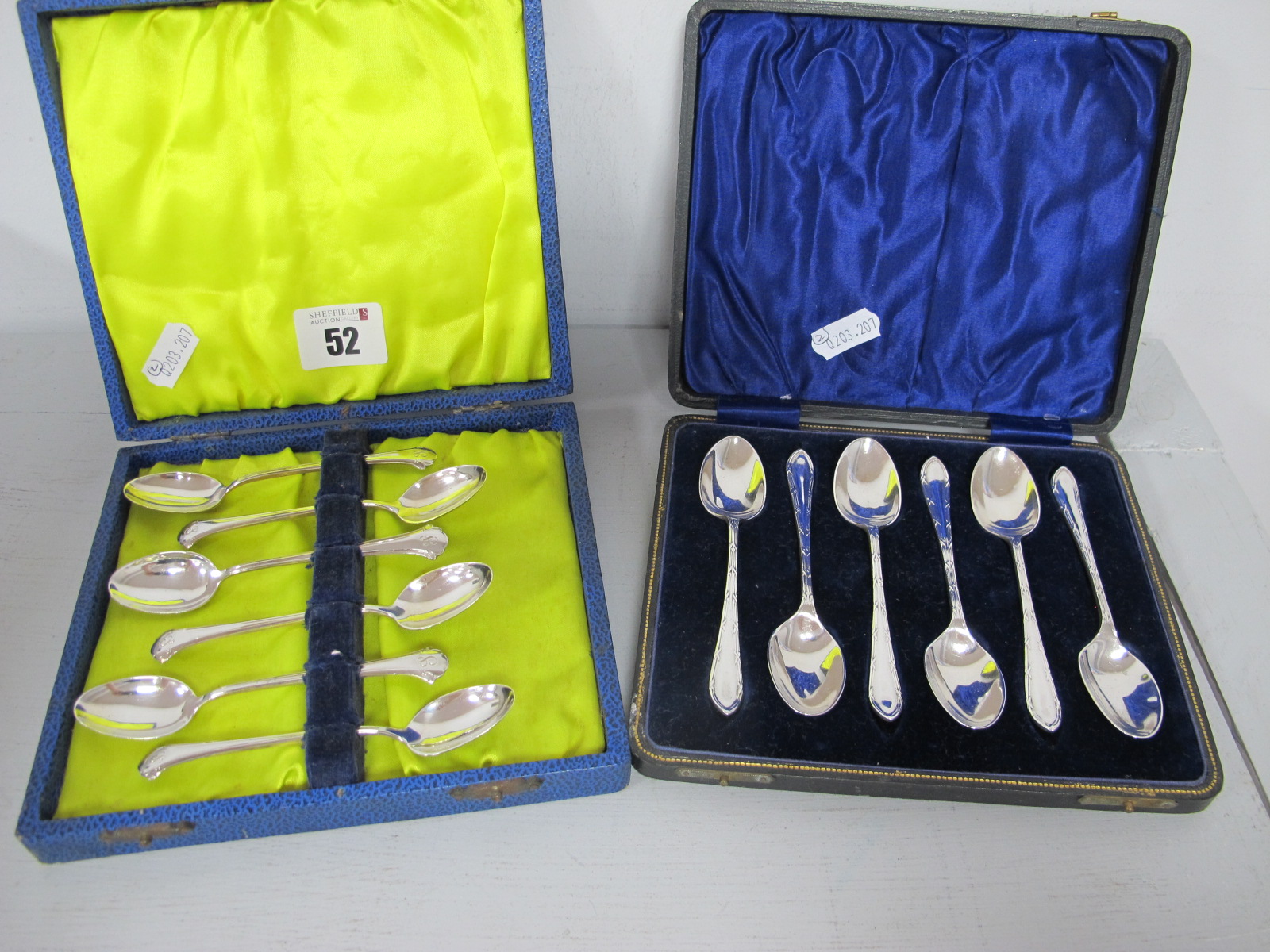 A Matched Set of Six Hallmarked Silver Teaspoons, Walker & Hall, Sheffield 1912, 1913, in a fitted