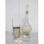 A Victorian Hallmarked Silver Mounted Cut Glass Scent Bottle / Decanter, 25cm high; together with