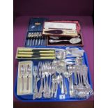 Assorted Plated Cutlery, including Royal Crown Derby china handled cake slice, in fitted case,