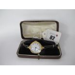 A Vintage 9ct Gold Cased Ladies Wristwatch, the movement stamped "Pilot 15 Jewels", on a strap, in a