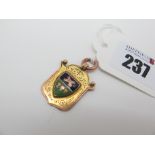 A 9ct Gold Medallion Pendant, highlighted in enamel and engraved "S.A.S.F.L. Runners Up 1924.25" (