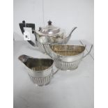 A Hallmarked Silver Three Piece Tea Set, WG JLL, Sheffield 1890, (tea pot handled damaged) (total