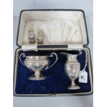 A Hallmarked Silver Cream Jug and Twin Handled Sugar Bowl, Mappin & Webb, Birmingham 1924, each with