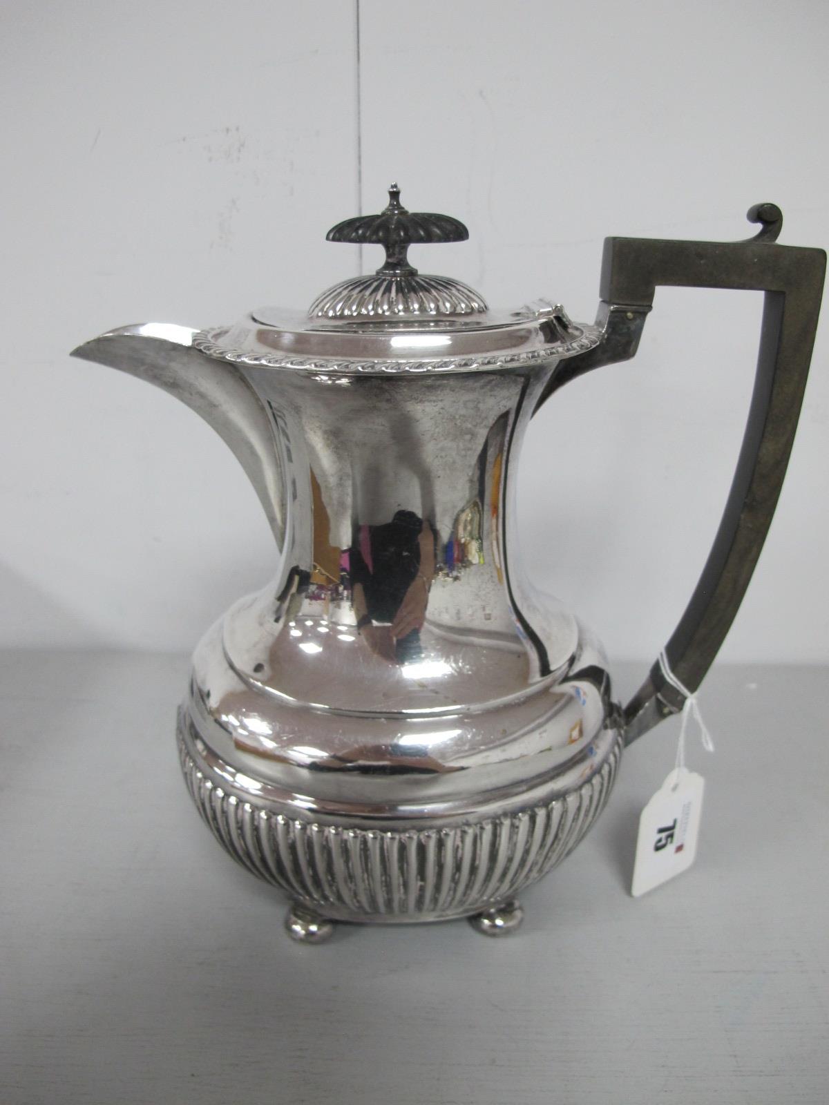 A Hallmarked Silver Water Jug, WA, Birmingham 1905, of semi reeded frm, with gadrooned edge,