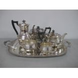 A Silver Jubilee 1977 Twin Handled Plated Tray, together with a plated four piece tea set (