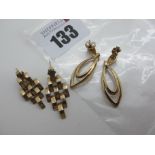 Two Pairs of 9ct Gold Earrings, (5.9grams). (2)