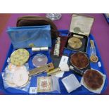 A Collection of Assorted Stratton and Other Powder Compacts, Art Deco square powder compact, a