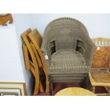 A Set of Four Wicker Garden Chairs, together with a pair of hardwood folding chairs (Landmann,