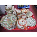 Oriental - Cantonese teapot 15.5cm high, Famille Rose, and Satsuma, etc:- One Tray.