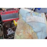 Roberts Radio, Frankarette and Kodak cameras, silk double sided map of French Indochina and Siam, '