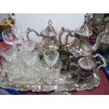 Oneida Four Piece Plated Tea Service, and matching two handled rectangular tray; Stuart and other