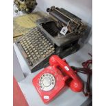 A Smith Premier Typewriter, red plastic telephone (2).