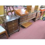 A Pair of Stag Mahogany Bedside Chests, of four drawers, together with dressing table 131cm wide.