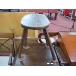 A XIX Century Elm Stool, with an oval top, on four chamfered legs, (stretcher missing).