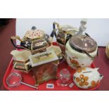 Imari Pottery Tea Service, Nao figurine, mantle clock, etc:- One Tray.