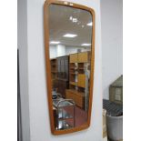 Danish Teak Framed Wall Mirror, tapering from the top, 42cm at widest point.