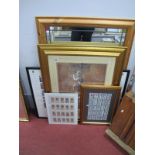 A Rectangular Wall Mirror, with leaded border within pine frame, 101.5 x 71.5cm, cricket card